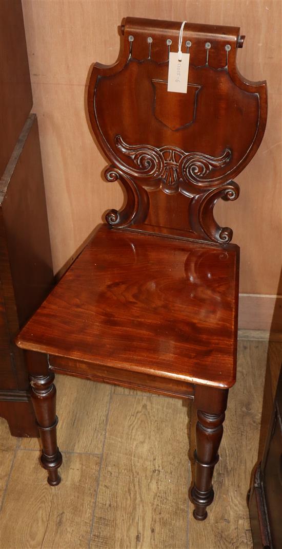 A Victorian mahogany hall chair